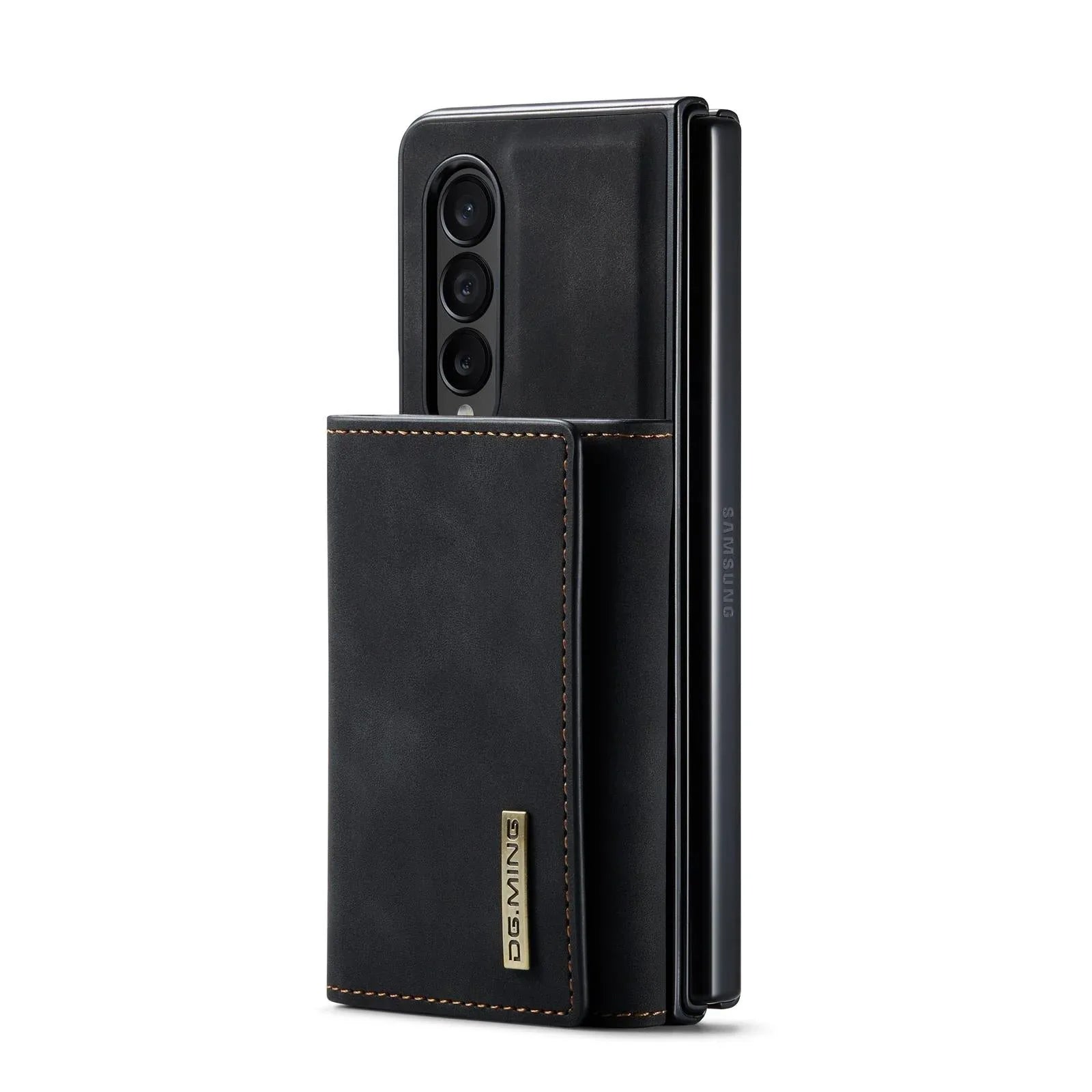 For Samsung Galaxy Z Fold4 5G Wallet Case - 3 Fold Multi Card Holder - Black - Mekamart Australia