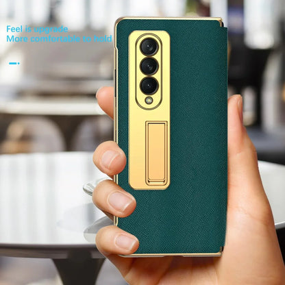 For Samsung Galaxy Z Fold4 5G Flip Case With Tempered Film - Textured Hinge - Cyan - Mekamart Australia