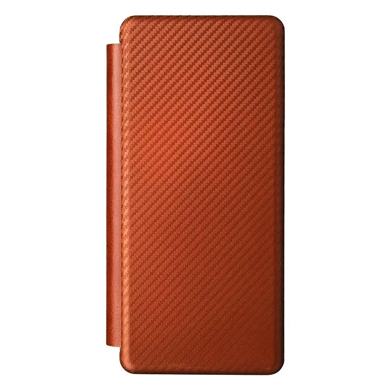 For Samsung Galaxy Z Fold4 5G Carbon Fiber Flip Leather Case - Brown - Mekamart Australia