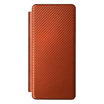 For Samsung Galaxy Z Fold4 5G Carbon Fiber Flip Leather Case - Brown - Mekamart Australia