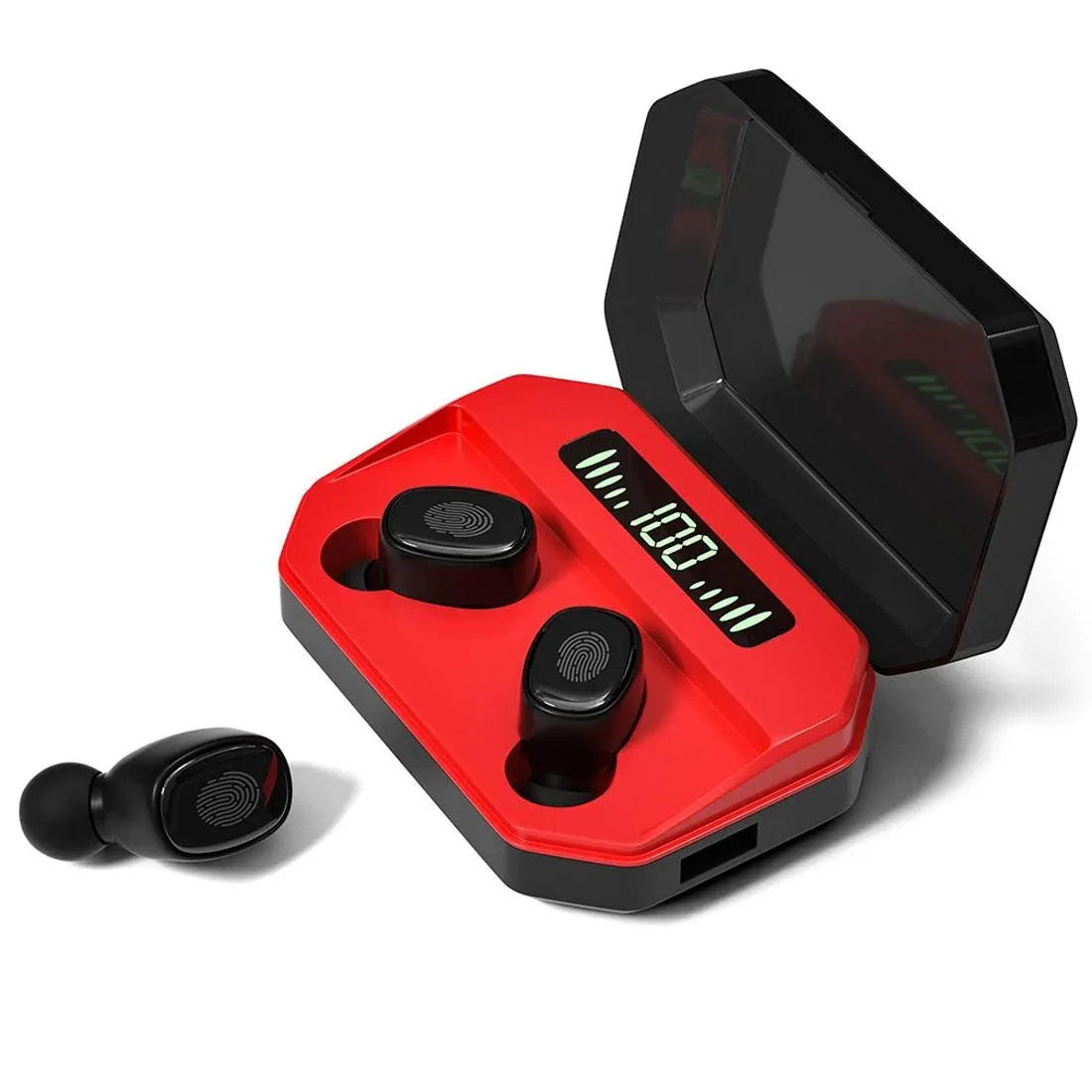 Wireless Bluetooth 5.0 Earbuds with Touch Display & Charging Case - Red - Mekamart Australia