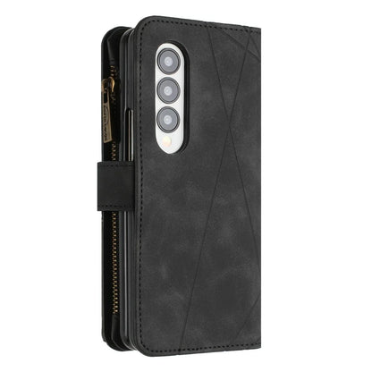 For Samsung Galaxy Z Fold4 5G Leather Zip Wallet With Rhombus Texture - Red - Mekamart Australia