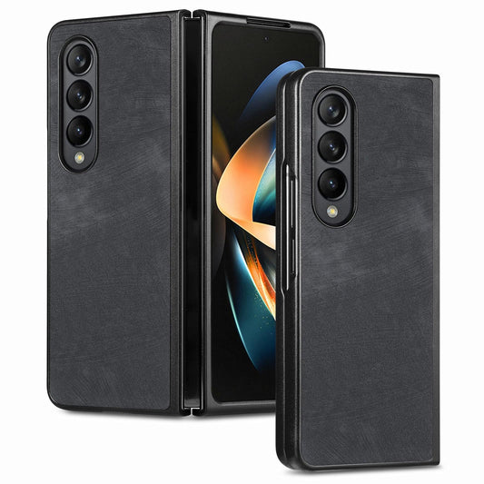 For Samsung Galaxy Z Fold4 5G Pu Back Cover - Solid Colour - Black - Mekamart Australia