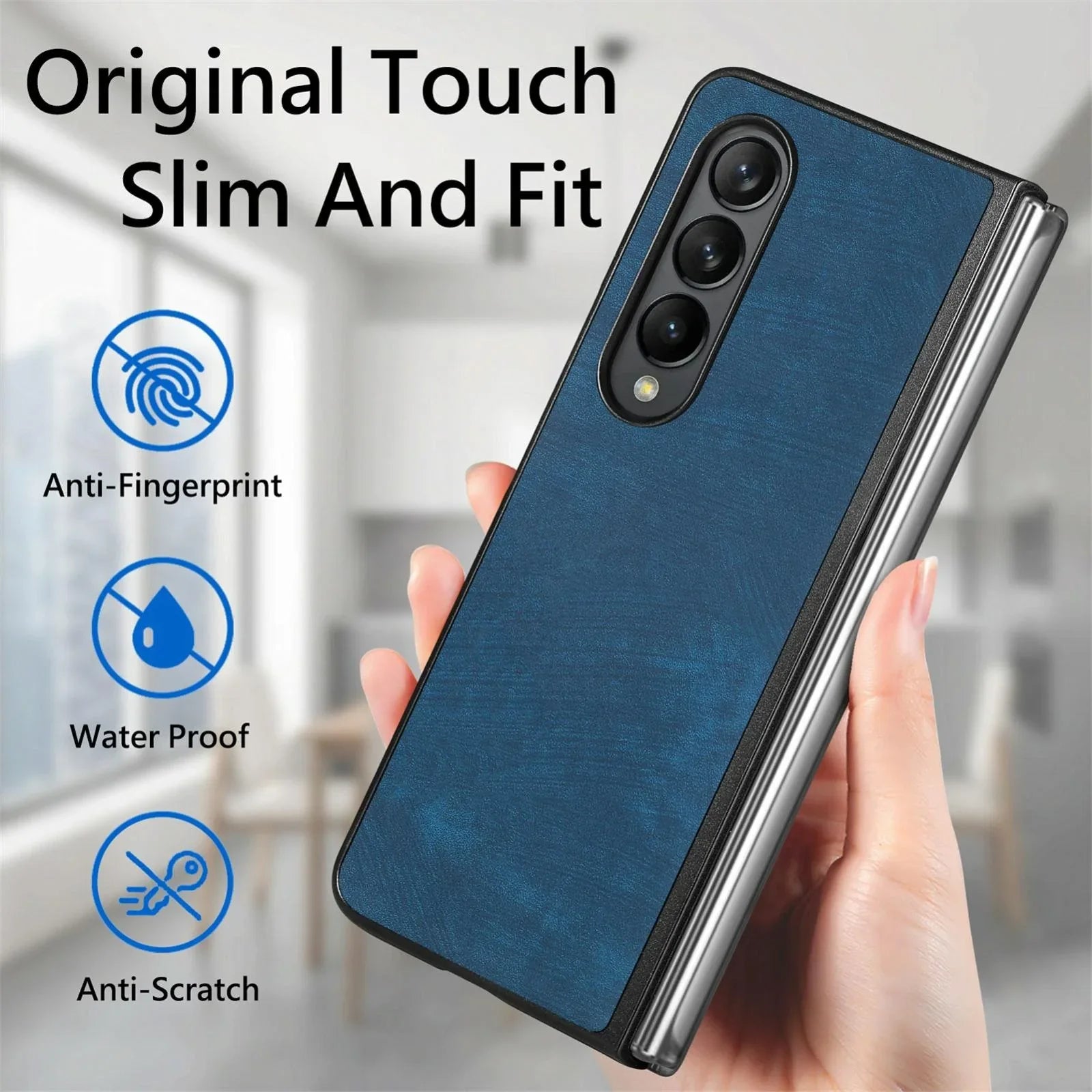 For Samsung Galaxy Z Fold4 5G Pu Back Cover - Solid Colour - Black - Mekamart Australia