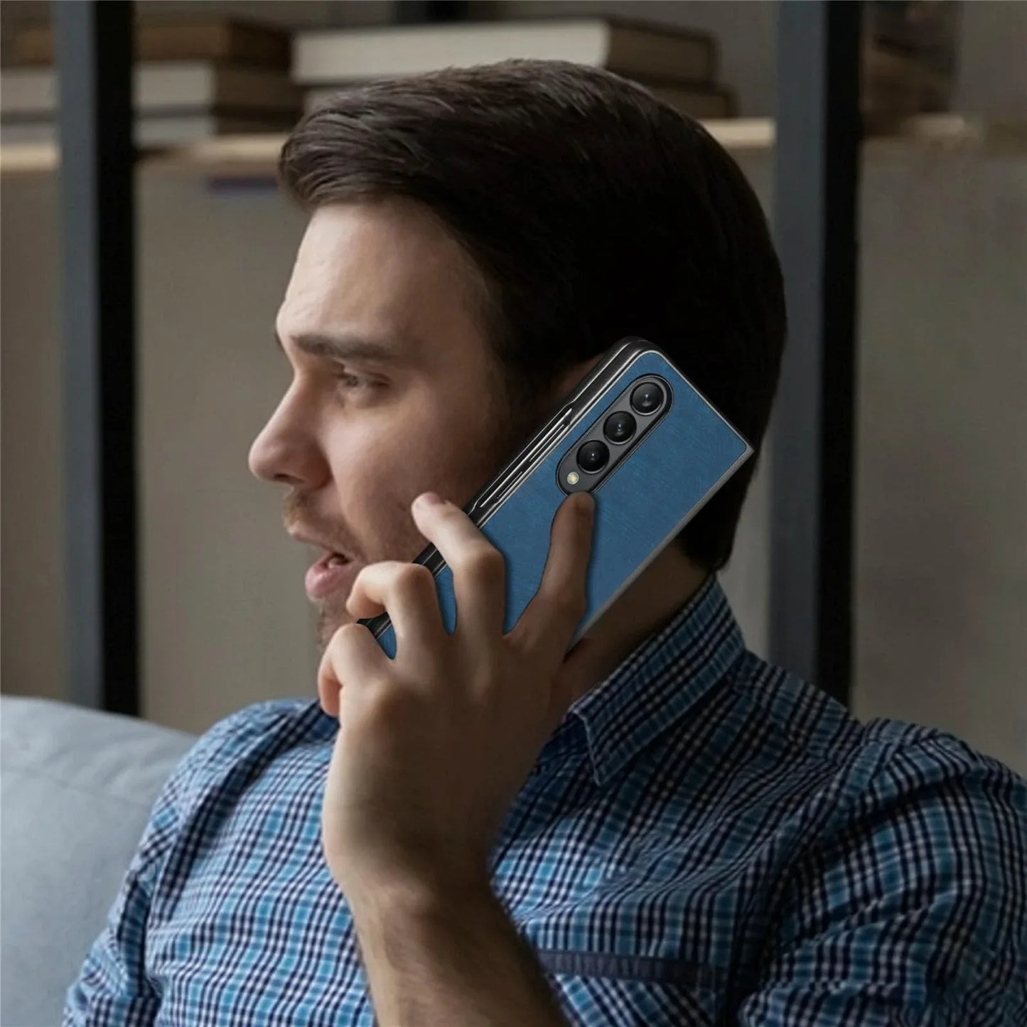 For Samsung Galaxy Z Fold4 5G Pu Back Cover - Solid Colour - Black - Mekamart Australia