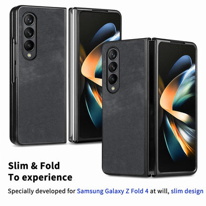 For Samsung Galaxy Z Fold4 5G Pu Back Cover - Solid Colour - Black - Mekamart Australia