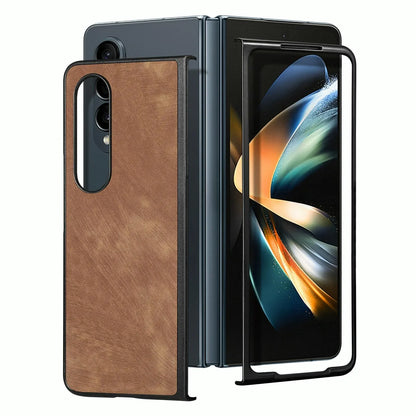 For Samsung Galaxy Z Fold4 5G Pu Back Cover - Solid Colour - Black - Mekamart Australia