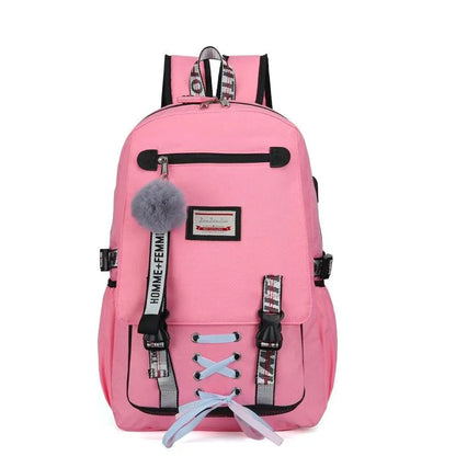 Anti-theft Usb Backpack for Sports and Leisure - Pink - Mekamart Australia