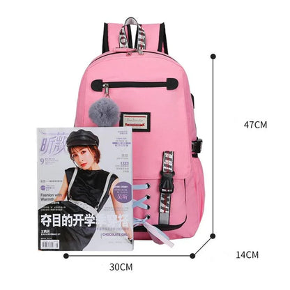 Anti-theft Usb Backpack for Sports and Leisure - Pink - Mekamart Australia