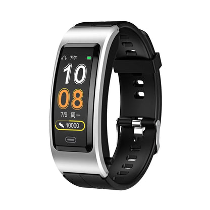 Bluetooth Sleep Heart Monitor Bracelet - B7 - Silver + Black Silicone Strap - Mekamart Australia