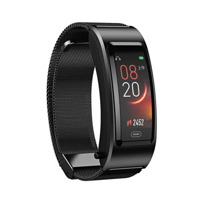 Bluetooth Sleep Heart Monitor Bracelet - B7 - Silver + Black Silicone Strap - Mekamart Australia