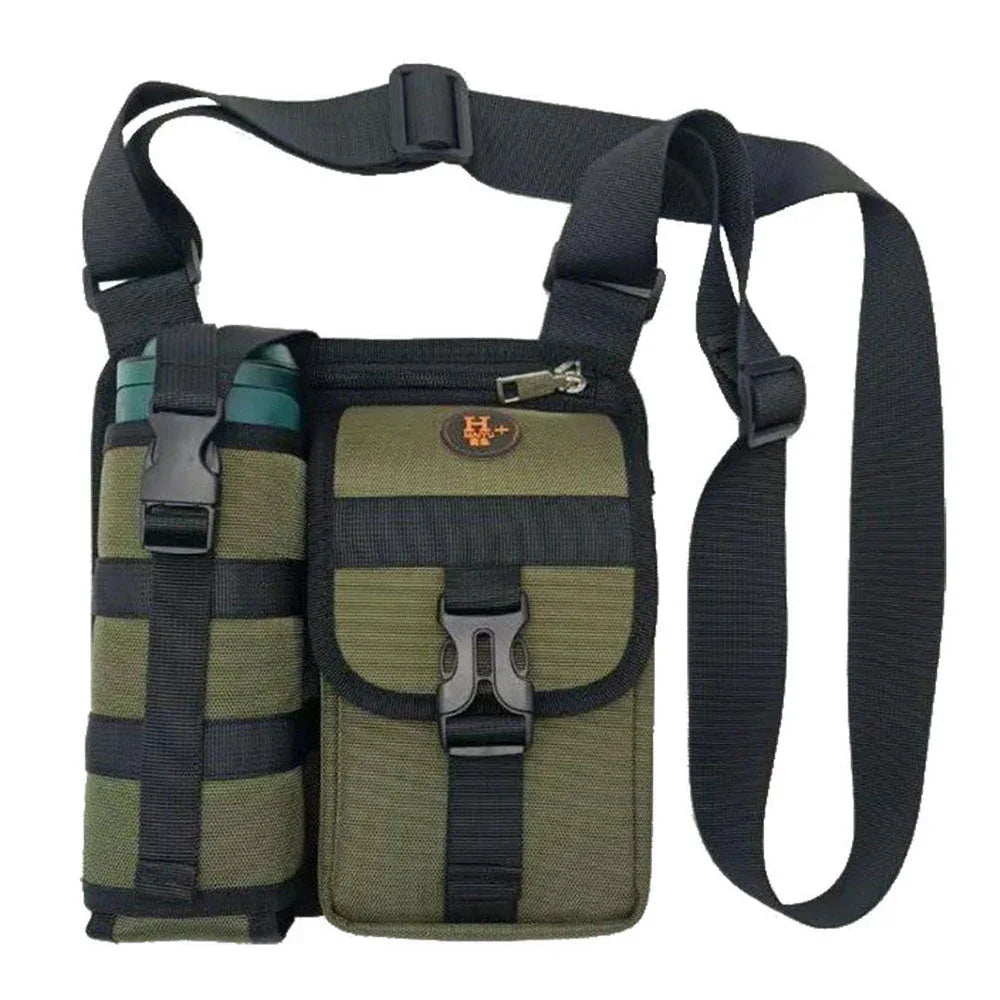 Vibe Geeks Waterproof Camping Wear Resistant Chest Crossbody Sling Shoulder Bags with Water Bottle Holder - Green - Mekamart Australia