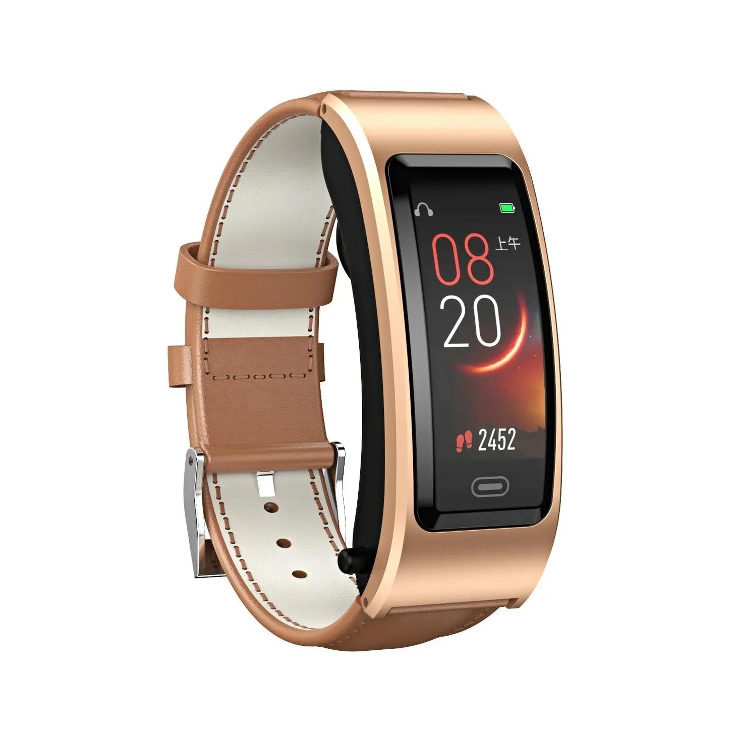 Bluetooth Sleep Heart Monitor Bracelet - B7 - Silver + Black Leather Belt - Mekamart Australia