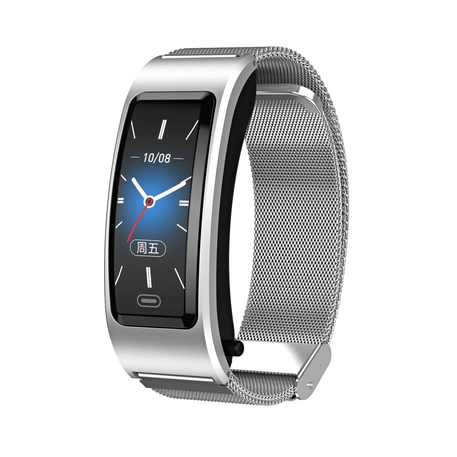 Bluetooth Sleep Heart Monitor Bracelet - B7 - Silver + Silver Steel Chain - Mekamart Australia