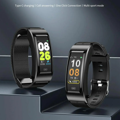 Bluetooth Sleep Heart Monitor Bracelet - B7 - Silver + Silver Steel Chain - Mekamart Australia