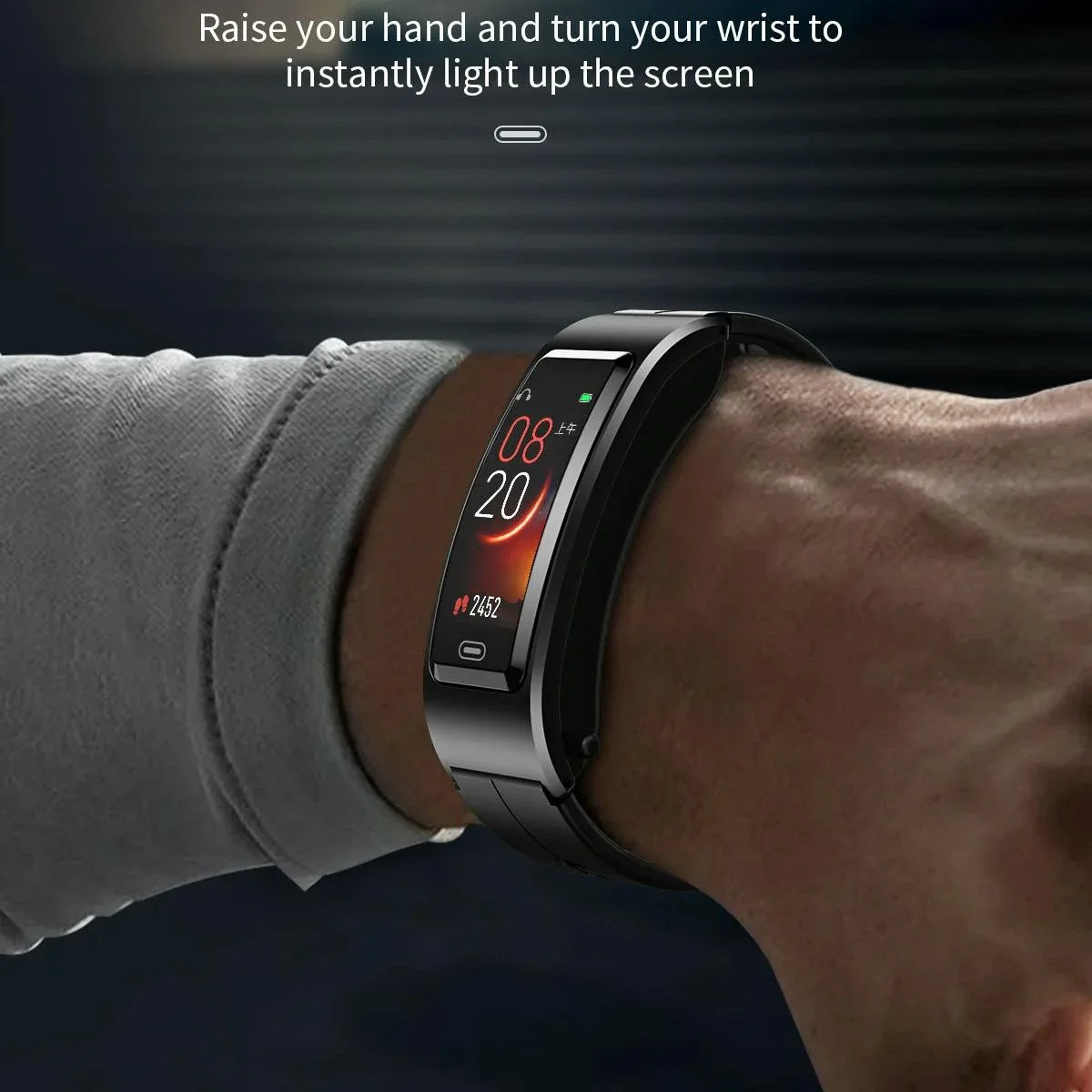 Bluetooth Sleep Heart Monitor Bracelet - B7 - Silver + Silver Steel Chain - Mekamart Australia