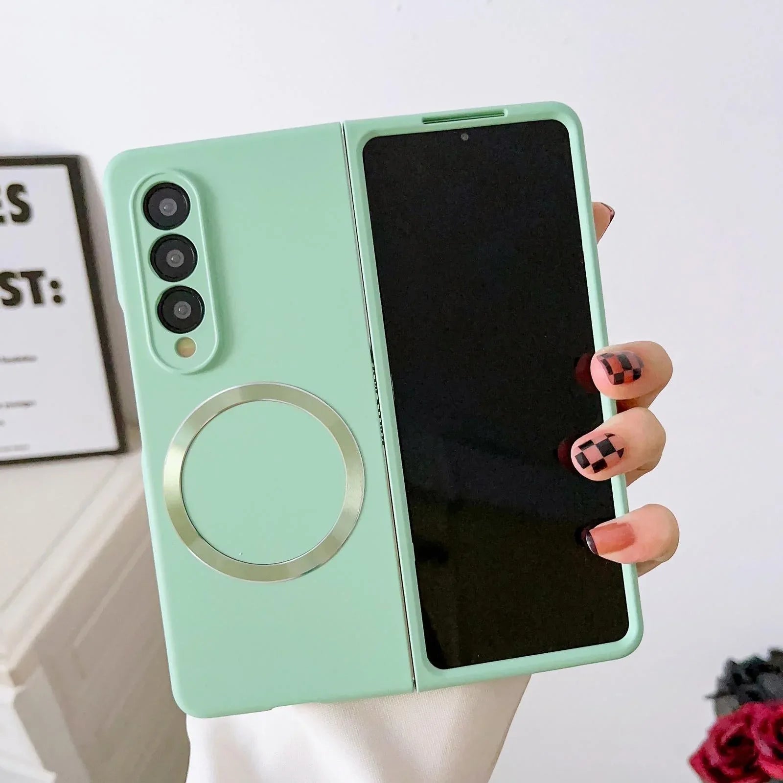 For Samsung Galaxy Z Fold4 5G Magnetic Skin Case - Magsafe - Dark Green - Mekamart Australia