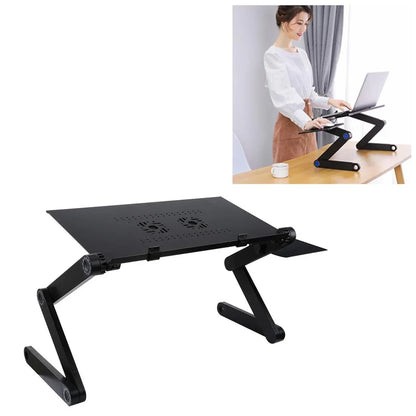 Adjustable Foldable Laptop Stand with Fans & Mouse Pad - Portable Aluminum - Red - Mekamart Australia