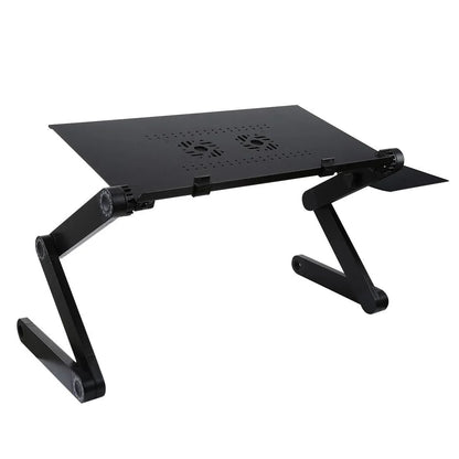 Adjustable Foldable Laptop Stand with Fans & Mouse Pad - Portable Aluminum - Red - Mekamart Australia