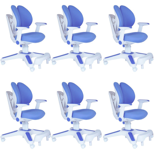 Ergonomic Children Kids Study Chair Set of 6 Height Adjustable - Blue