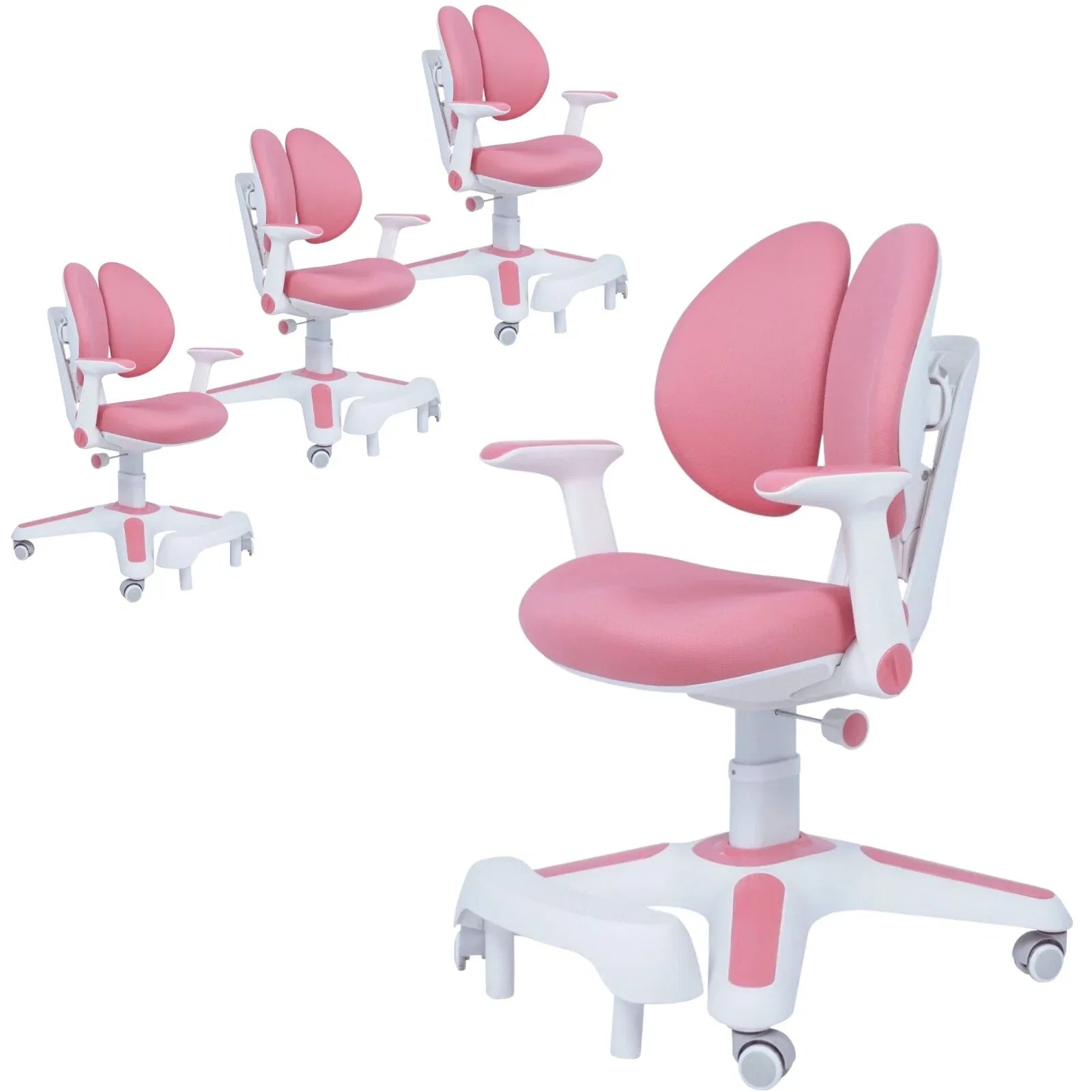 4x Ergonomic Children Kids Study Chairs Height Adjustable - Pink - Mekamart Australia