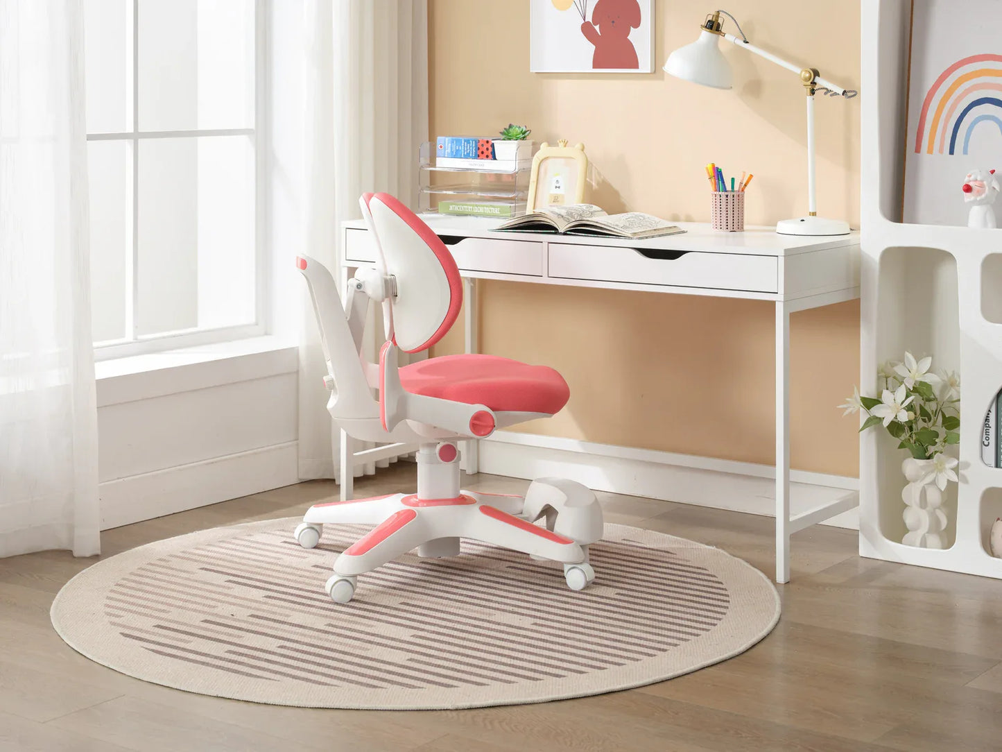 4x Ergonomic Children Kids Study Chairs Height Adjustable - Pink - Mekamart Australia
