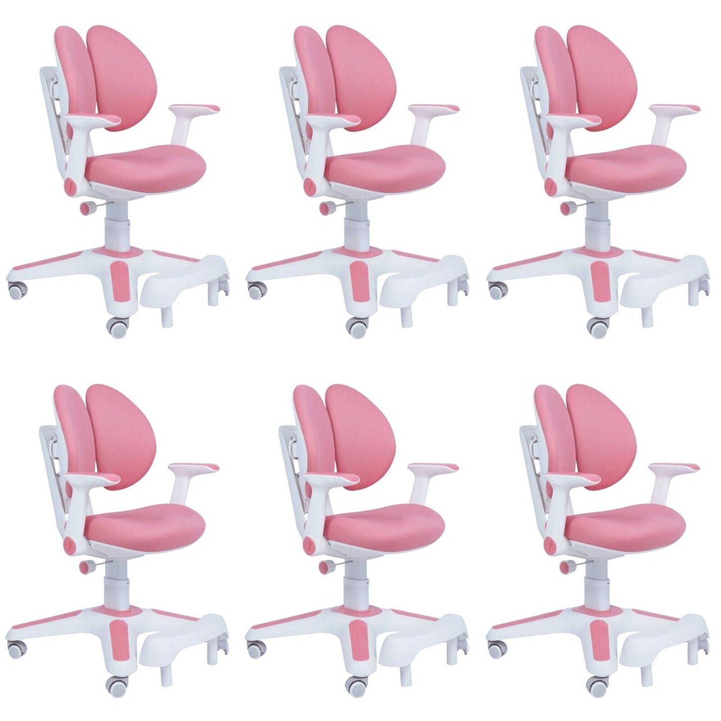 6x Ergonomic Children Kids Study Chairs Height Adjustable - Pink