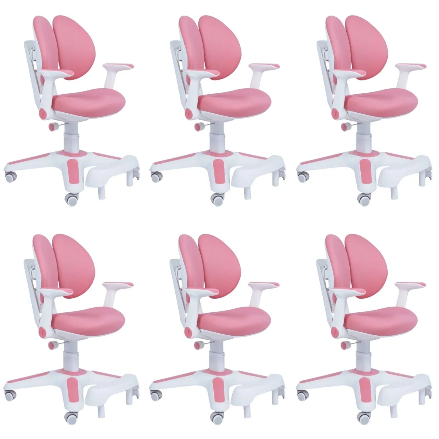 6x Ergonomic Children Kids Study Chairs Height Adjustable - Pink