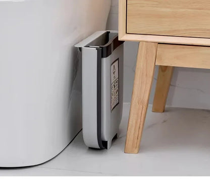 9L Kitchen Wall Mounted Foldable Waste Bin Hanging Trash Can Collapsible - Brown - Mekamart Australia