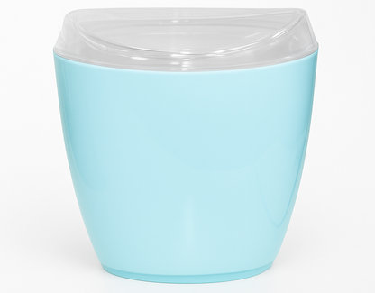 Oval Swing Top Waste Rubbish Bin Acrylic Lightweight Compact Bathroom Office in Blue