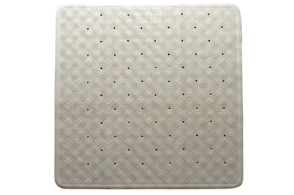 Square Anti Slip Loofah Shower Rug Non Slip Bathroom Bath Mat Water Drains Beige
