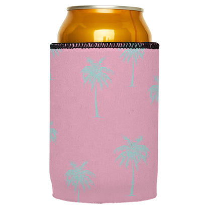 Palm Trees Aqua Pink Stubby Cooler - Standard