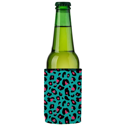 Teal Leopard Pattern Stubby Cooler - Standard