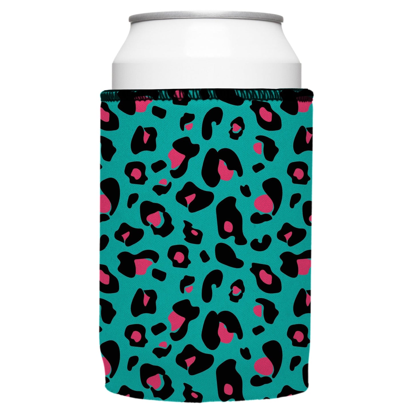 Teal Leopard Pattern Stubby Cooler - Standard