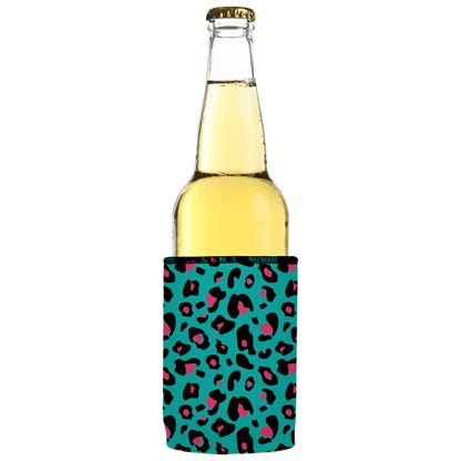 Teal Leopard Pattern Stubby Cooler - Standard