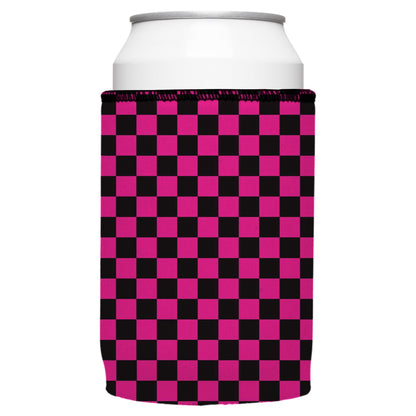 Pink Checkerboard Stubby Cooler 2-Pack - Standard