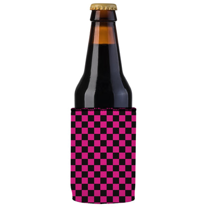 Pink Checkerboard Stubby Cooler - Standard