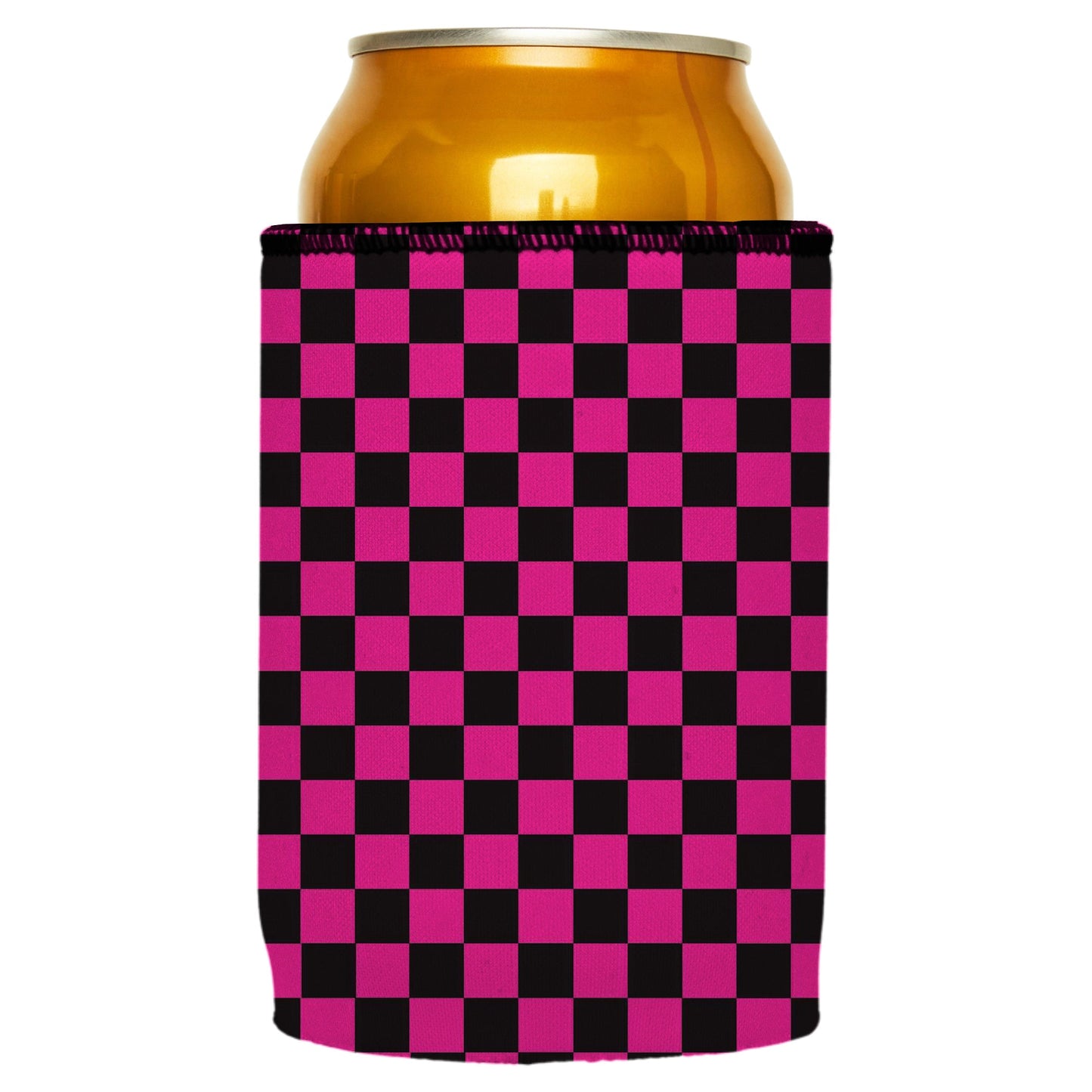 Pink Checkerboard Stubby Cooler - Standard