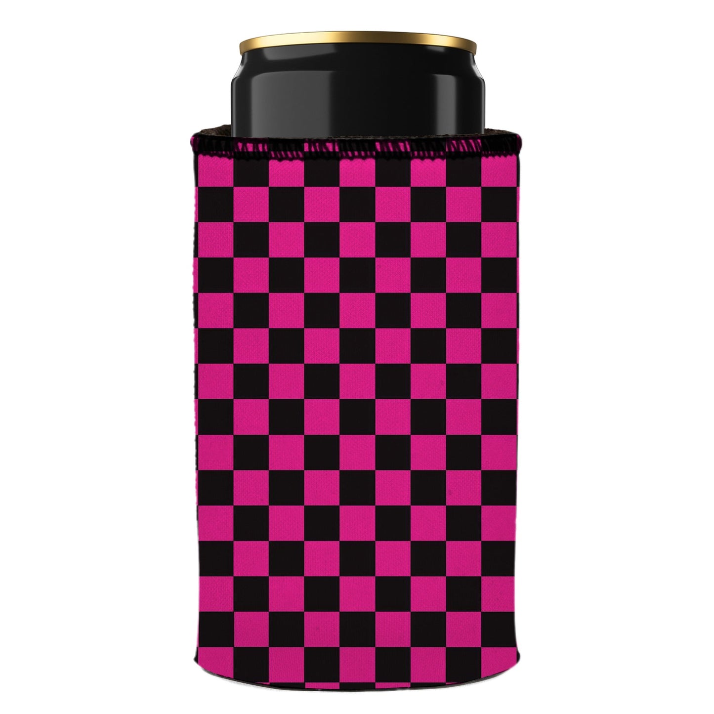 Pink Checkerboard Stubby Cooler - Standard