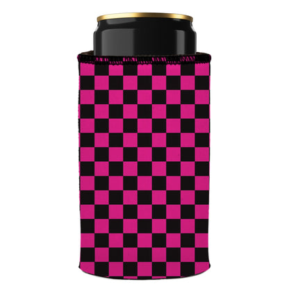 Pink Checkerboard Stubby Cooler - Standard