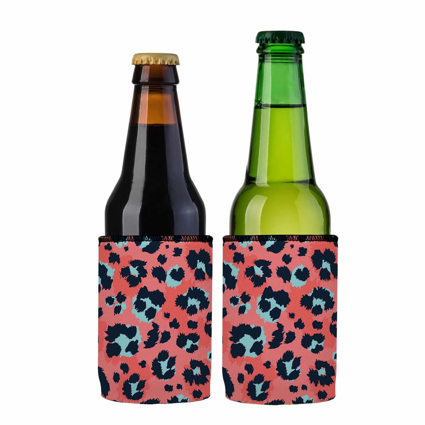 Coral Leopard Print Stubby Cooler 2-Pack - Standard
