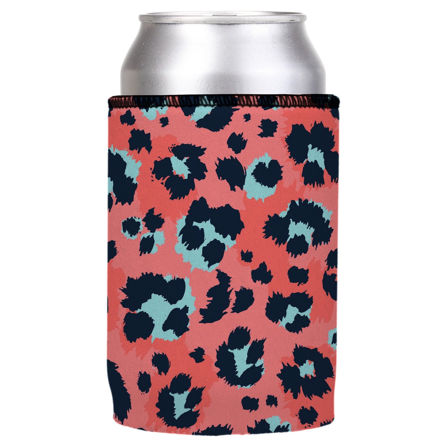 Coral Leopard Print Stubby Cooler - Standard