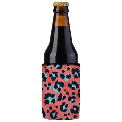 Coral Leopard Print Stubby Cooler - Standard