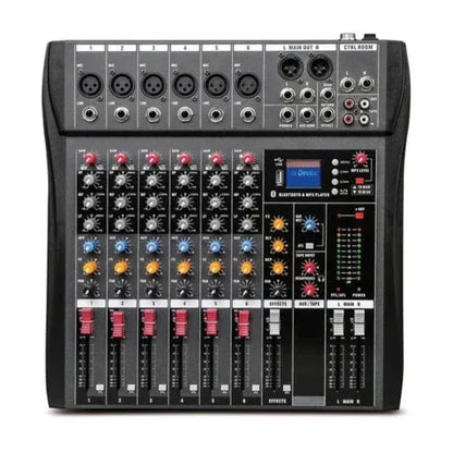 Hridz 6 Channels Bluetooth Mixer DJ Live Studio Audio Mixer USB Console Amplifier AUX - Mekamart Australia