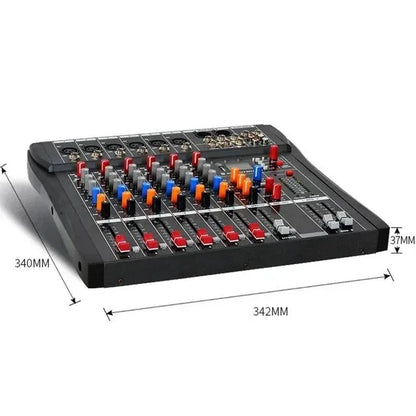 Hridz 6 Channels Bluetooth Mixer DJ Live Studio Audio Mixer USB Console Amplifier AUX - Mekamart Australia