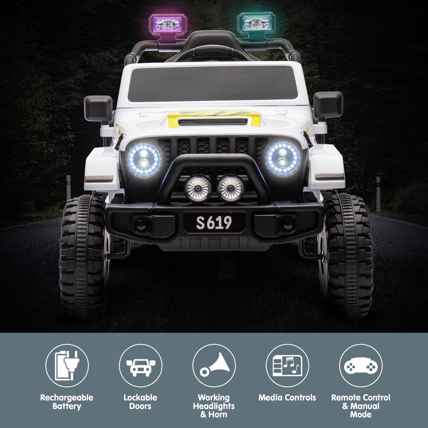 12V Kids Electric Ride On Jeep – White