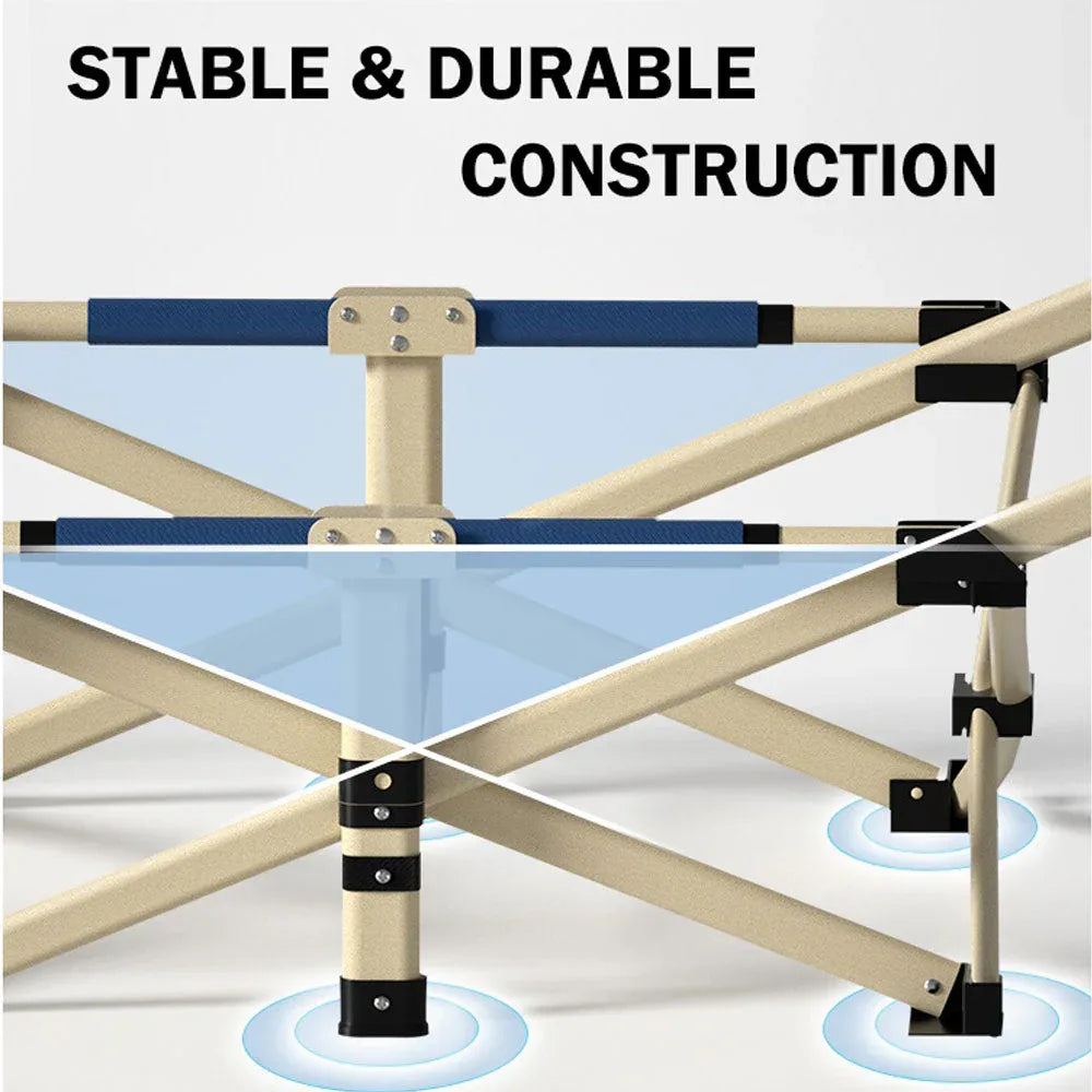 Camping Portable Stretcher Single Foldable Folding Bed Recliner Mat - navy - Mekamart Australia