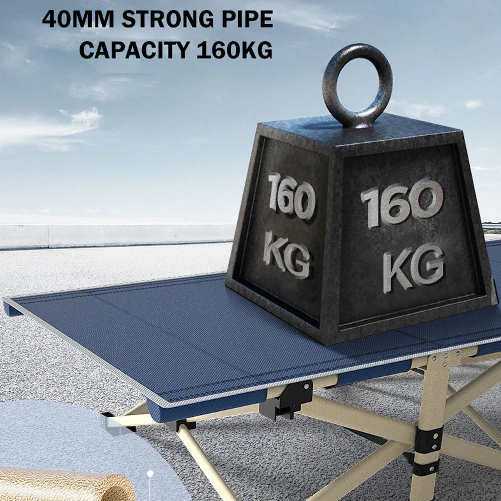 Camping Portable Stretcher Single Foldable Folding Bed Recliner Mat - navy - Mekamart Australia