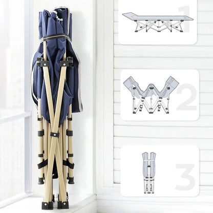 Camping Portable Stretcher Single Foldable Folding Bed Recliner Mat - navy - Mekamart Australia