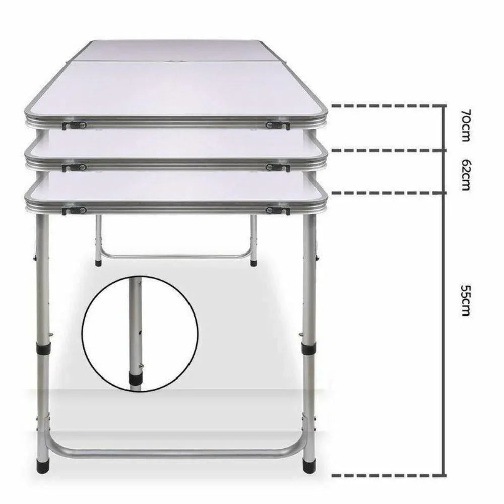 Portable Folding Picnic Camping Set BBQ Party Aluminium Table 4 Foldable Chairs